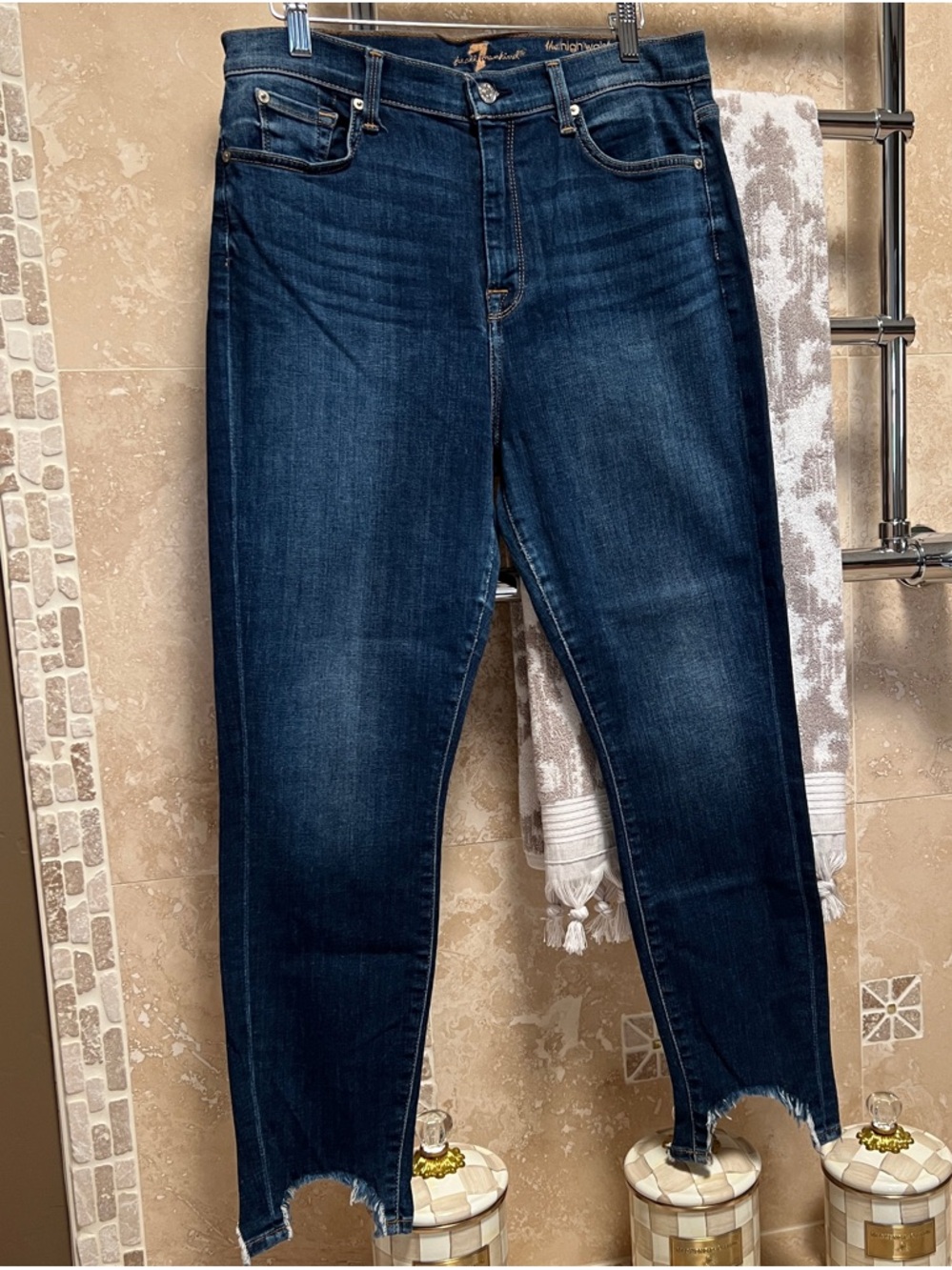 7 For All Mankind - High Waist Ankle Skinny Jeans - Sz 31